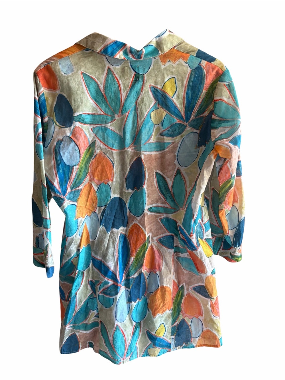 Nic + Zoe Floral Citrus Grove Button Up Tunic Top Size XS Watercolor Artsy - Picture 7 of 12
